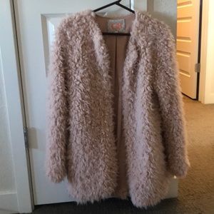 Gianni Bini shaggy faux fur jacket - blush